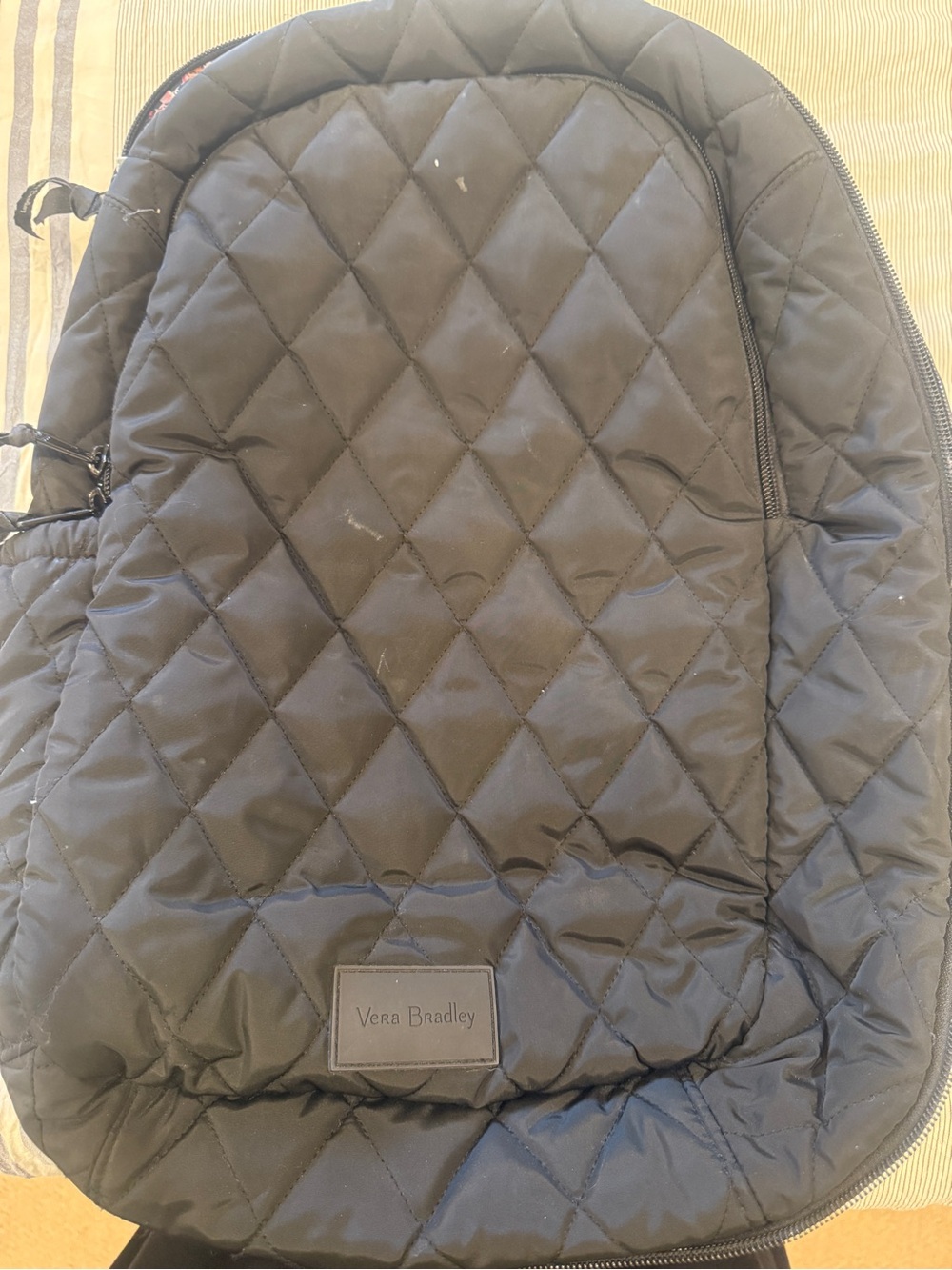 Vera Bradley Quilted Black Backpack with Diamond Stitch